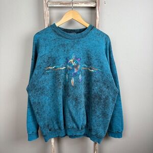 Vintage 90s‎ Tye Dye Peace Turtle Nature Sweatshirt size XL